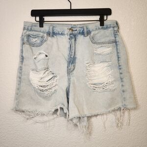American Eagle Outfitters Light Wash Distressed Denim Shorts